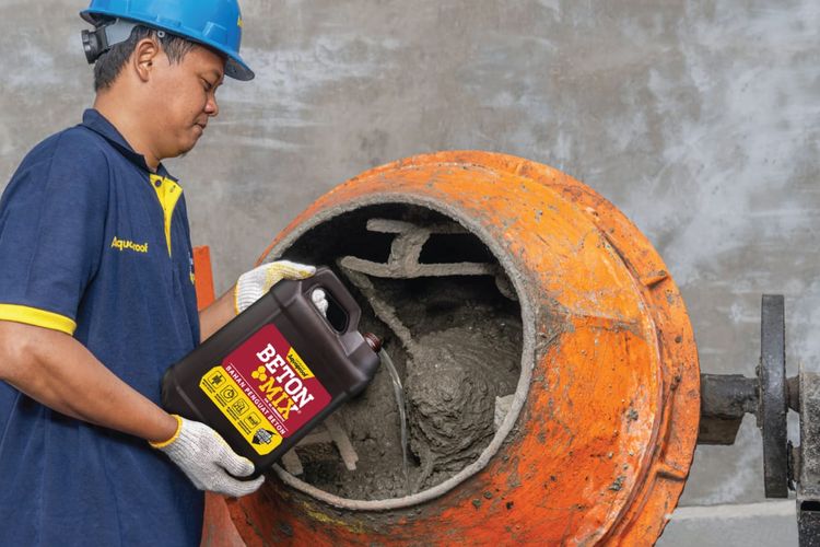 Penggunaan Betonmix dari Aquaproof. 