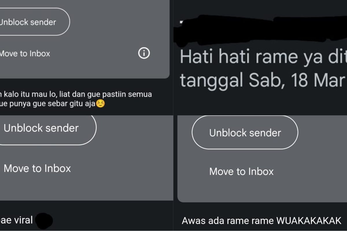 Tangkapan layar sejumlah email yang dikirimkan IM (25), terduga pelaku revenge porn kepada mantan pacarnya CT (26). (Sumber: Dokumentasi Istimewa)