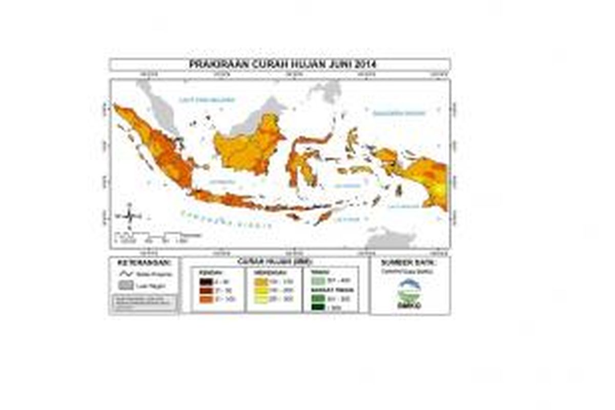 Prakiraan curah hujan bulan Juni 2014