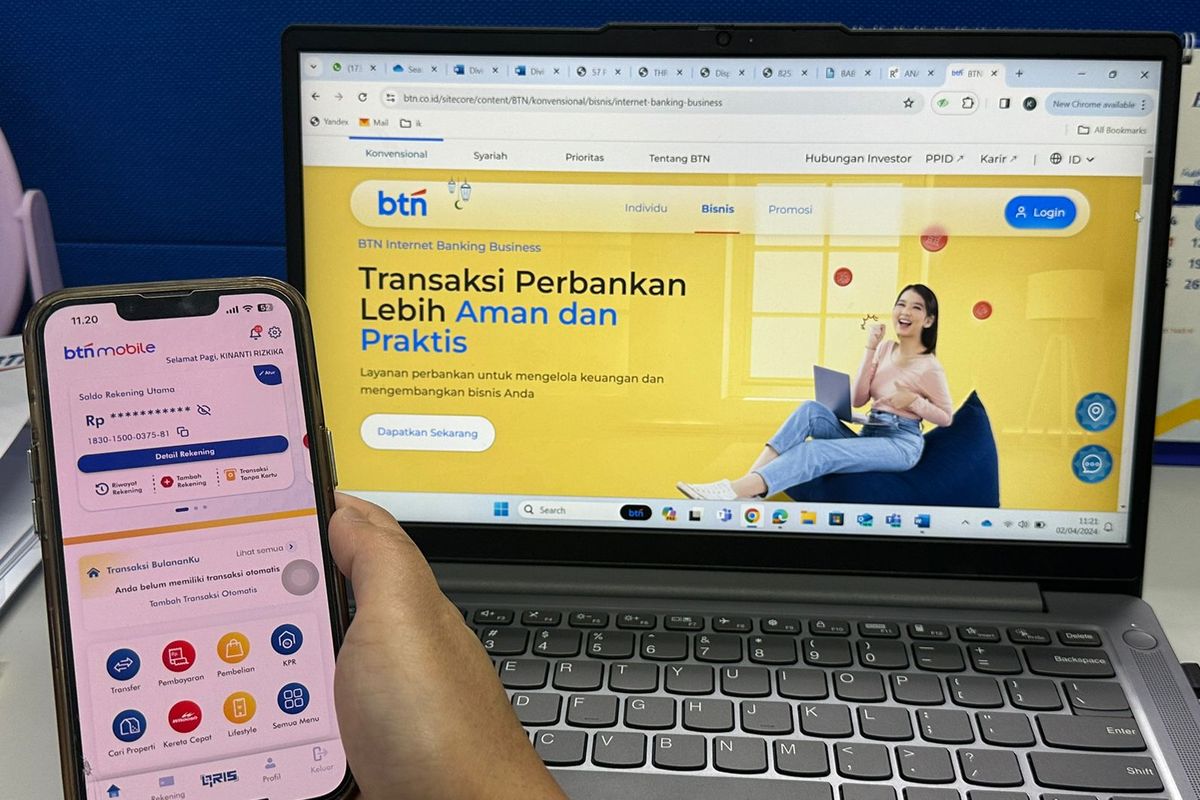 Ilustrasi layanan internet banking dan mobile banking BTN. 