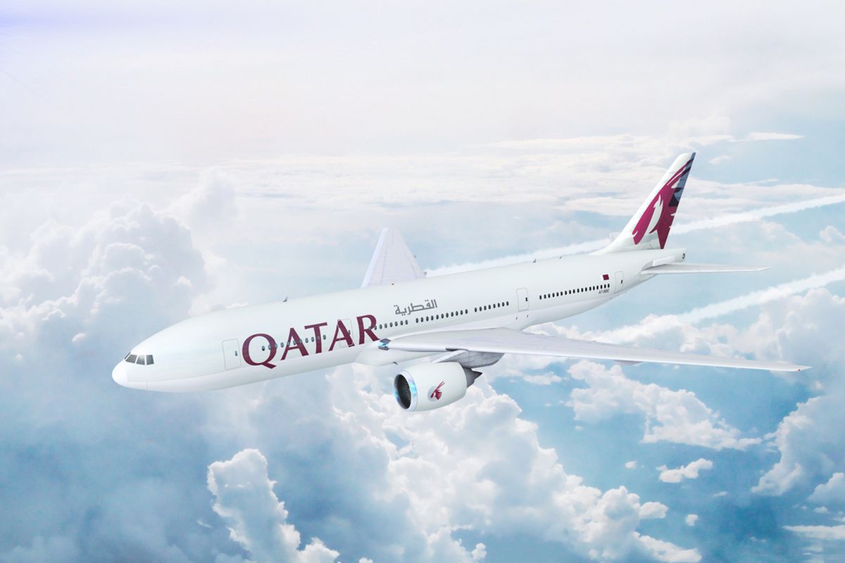 Ilustrasi pesawat milik maskapai penerbangan Qatar Airways. 