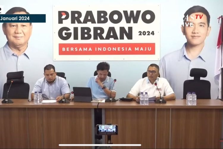 Wakil Komandan Alpha (Teritorial) TKN Prabowo-Gibran, Fritz Edward dalam konferensi pers di Media Center TKN Prabowo-Gibran, Jakarta, dikutip dari Kompas TV, Jumat (12/1/2024).