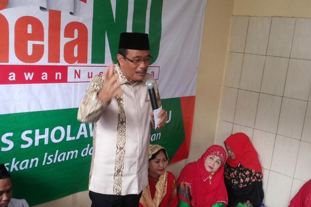 Wakil Gubernur DKI Jakarta Djarot Saiful Hidayat saat menghadiri sebuah acara pengajian yang diadakan Relawan Nusantara (Rela NU) di Jalan Warung Silah, Cipedak, Jagakarsa, Jakarta Selatan, Sabtu (4/3/2017).