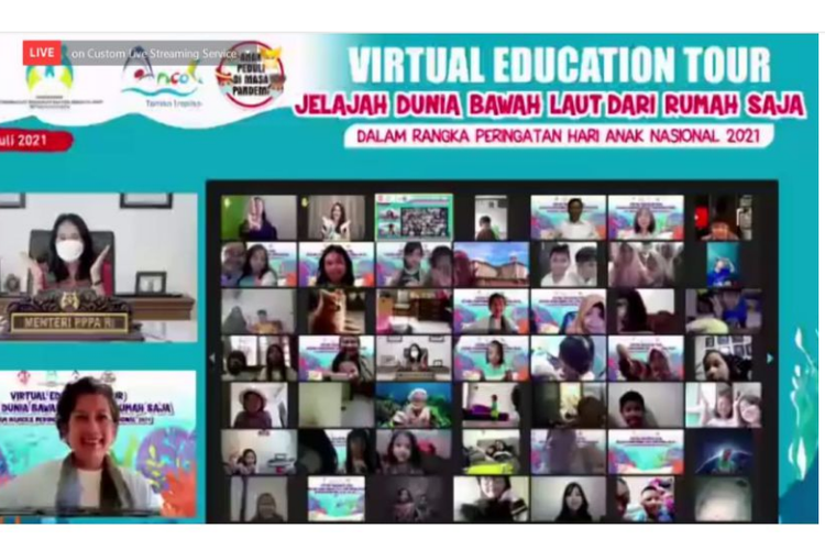 Memeriahkan Hari Anak Nasional, Kementerian Pemberdayaan Perempuan Dan Perlindungan Anak, mengajak anak Indonesia untuk berwisata virtual ke Sea World Dan Dunia Fantasi Taman Impian Jaya Ancol.
