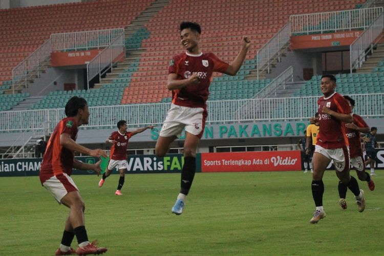 Selebrasi gol pemain Garudayaksa FC dalam pertandingan lanjutan Champioship Liga 2 melawan Persekat Tegal, Sabtu (14/2/2026).