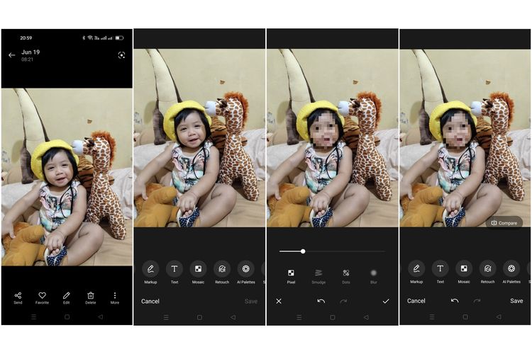 Cara menerapkan efek mosaik pada foto di aplikasi Photos Reno7 4G.