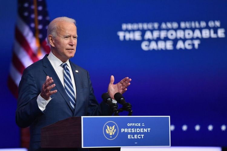 Presiden terpilih Amerika Serikat Joe Biden menyampaikan pidato di Wilmington, Delaware, Rabu (10/11/2020)
