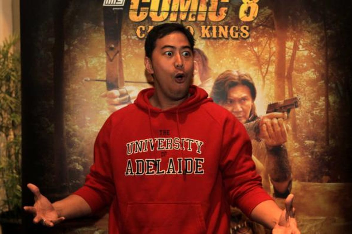 Pandji Pragiwaksono hadir dalam acara peluncuran trailer film Comic 8: Casino Kings di Kemang Village XXI, Jakarta, Rabu (15/4/2015).