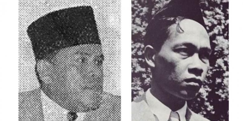 Abdul Malik Karim Amrullah/Hamka (kiri) dan Pramoedya Ananta Toer (kanan) saat muda. Keduanya dikenal sebagai tokoh sastra Indonesia yang memiliki paham berseberangan.