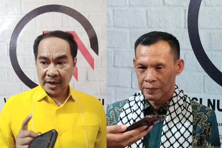 Dua kader Partai Golkar Sulhajji Jompa dan Ade Ruhandi di Cibinong, Kabupaten Bogor, Jawa Barat.