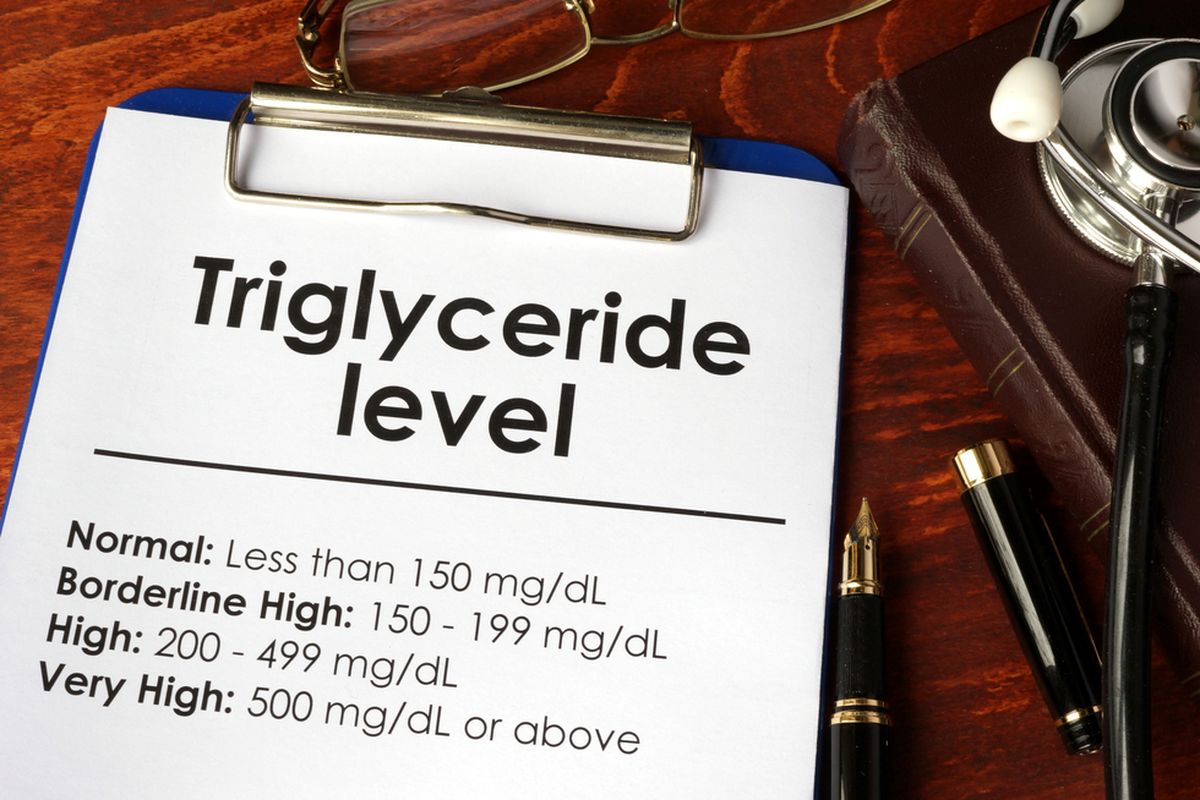 Ilustrasi trigliserida. Tanda-tanda trigliserida tinggi bisa muncul ketika kadarnya sampai 500 mg/dl atau lebih. Ini meliputi xantoma, pembengkakan pankreas, dan nyeri hati.