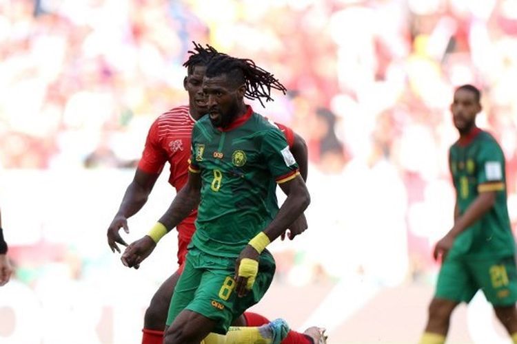 Pemarin Kamerun Andre-Frank Zambo Anguissa beraksi dalam laga kontra Swiss, 24 November 2022. Selanjutnya, Kamerun akan melawan Serbia pada matchday kedua Grup G Piala Dunia 2022 Qatar. Laga Kamerun vs Serbia dijadwalkan berlangsung di Stadion Al Janoub pada Senin (28/11/2022) sore WIB.
