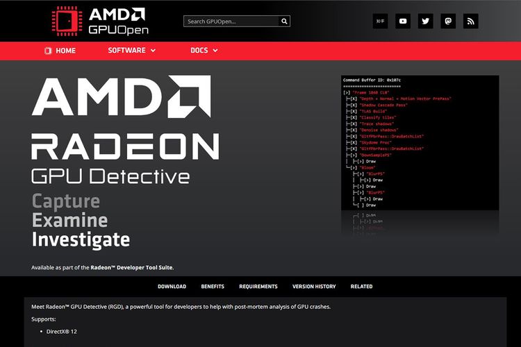 Tampilan laman GPU Detective di situs AMD