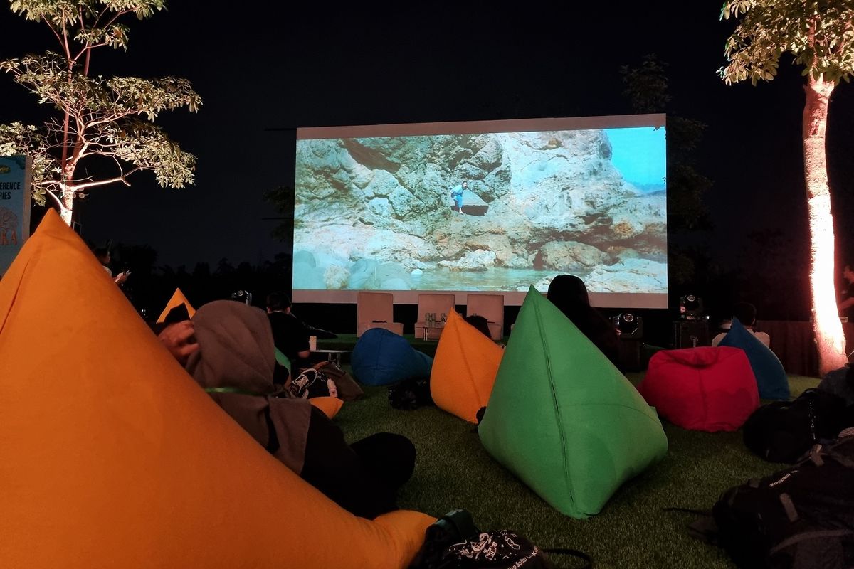 Suasana Konferensi Pers dan Nonton Bareng Serial Web ?Pusaka? di Kompleks Candi Sewu, Sleman, DIY, Rabu (25/10/2023).