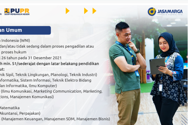 Program Jet Roadster 2021 merupakan program Management Trainee Jasa Marga yang didesain untuk talenta muda terbaik yang ingin belajar, bertumbuh dan berkontribusi untuk Indonesia.