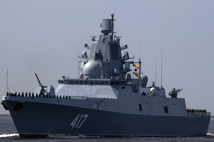 Kapal perang fregat Laksamana Gorshkov milik Angkatan Laut Rusia yang baru bergabung pada Juli 2018 lalu.