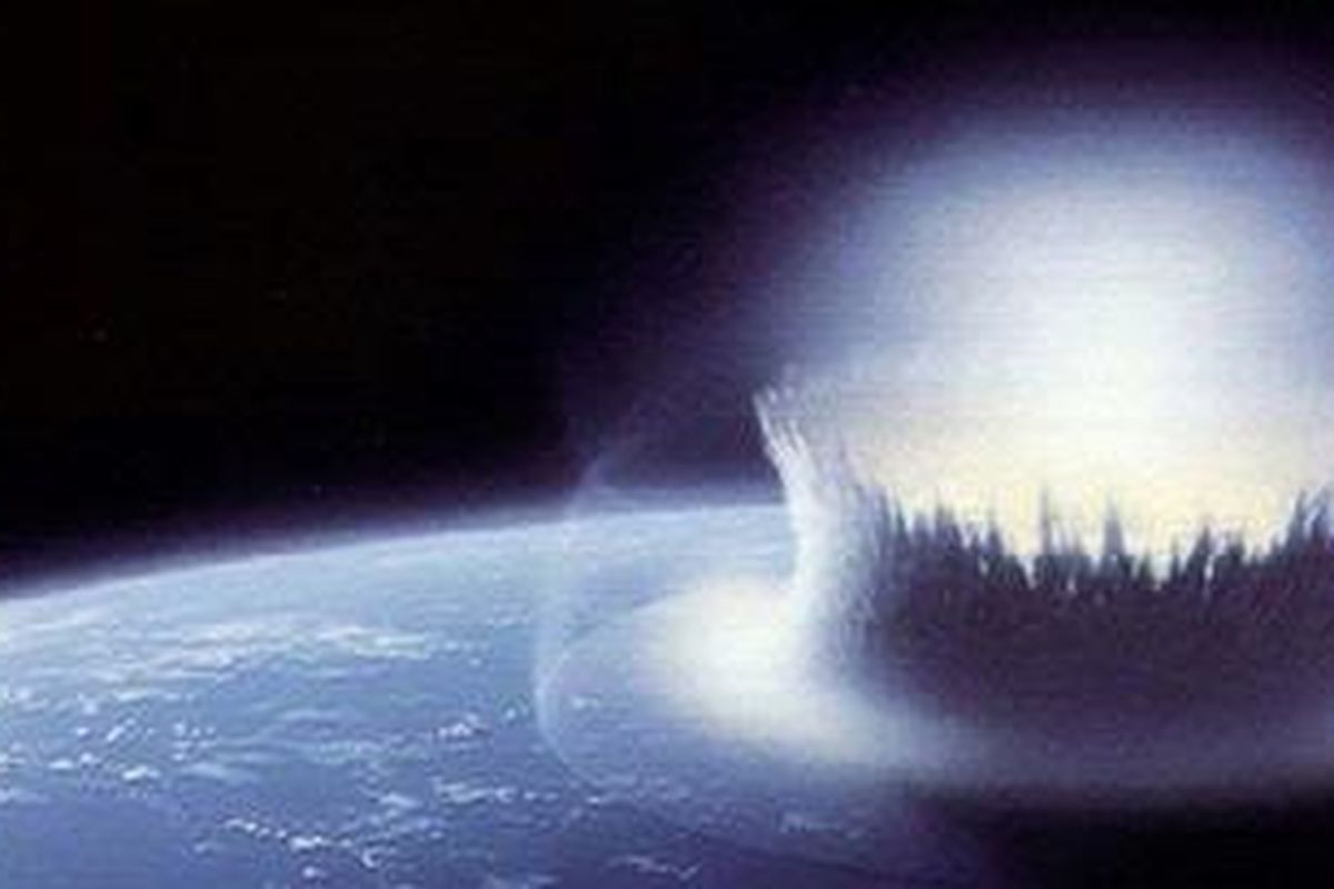 Ilustrasi tumbukan asteroid.