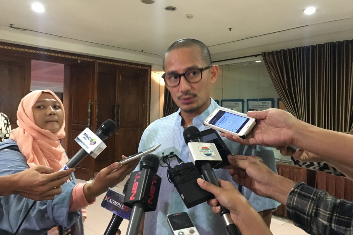 Wakil gubernur terpilih DKI Jakarta, Sandiaga Uno, saat menghadiri acara bertemakan Sukes Protokol Sukses Dunia Akhirat, di Graha Nandika, Sucofindo, Jakarta Selatan, Minggu (4/6/2017). 