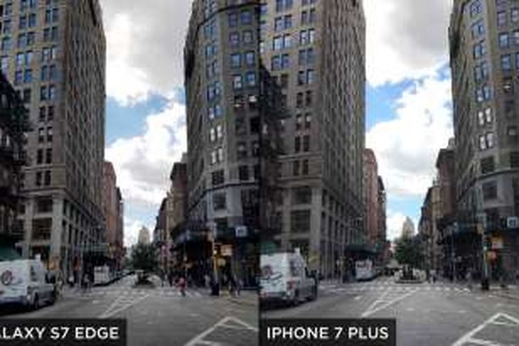 Perbandingan hasil jepretan Galaxy S7 Edge dengan iPhone 7 Plus.