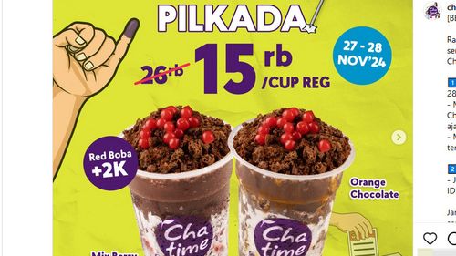 Promo Makanan dan Minuman pada Pilkada 2024, Ada Chatime, HokBen, dan Marugame Udon