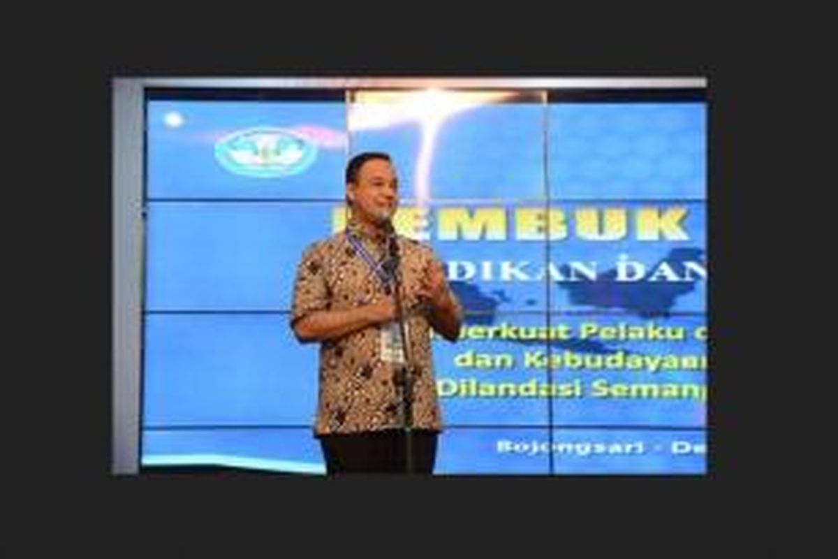 Menteri Pendidikan dan Kebudayaan RI Anies Baswedan pada Rembuk Nasional Pendidikan dan Kebudayaan (RNPK) 2015, Minggu (29/3/2015). Pendidikan harus menjadi suatu gerakan perubahan untuk bangsa.
