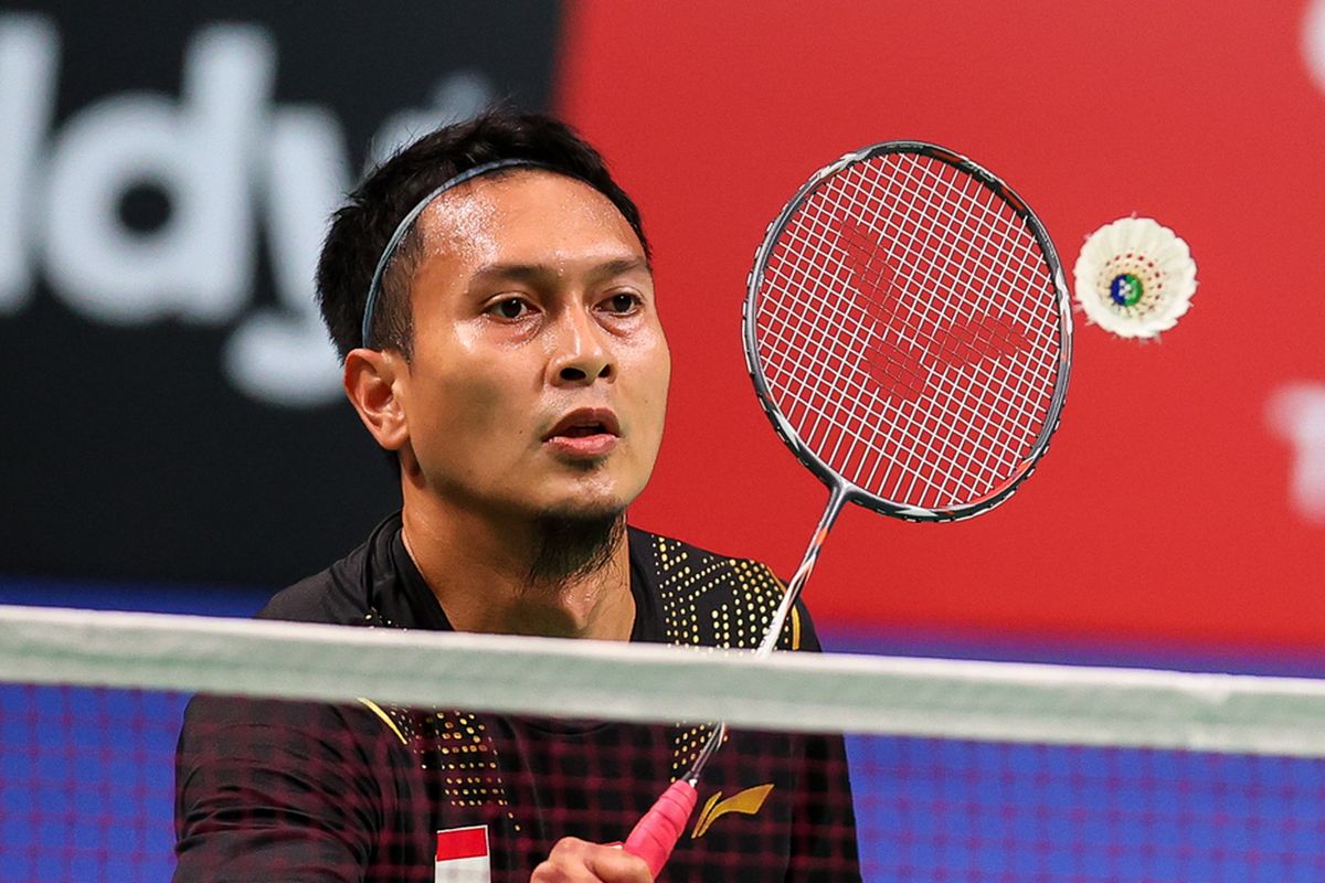 Mohammad Ahsan saat membela tim Indonesia pada pertandingan penyishian Grup A Piala Thomas 2020 melawan Aljazair.