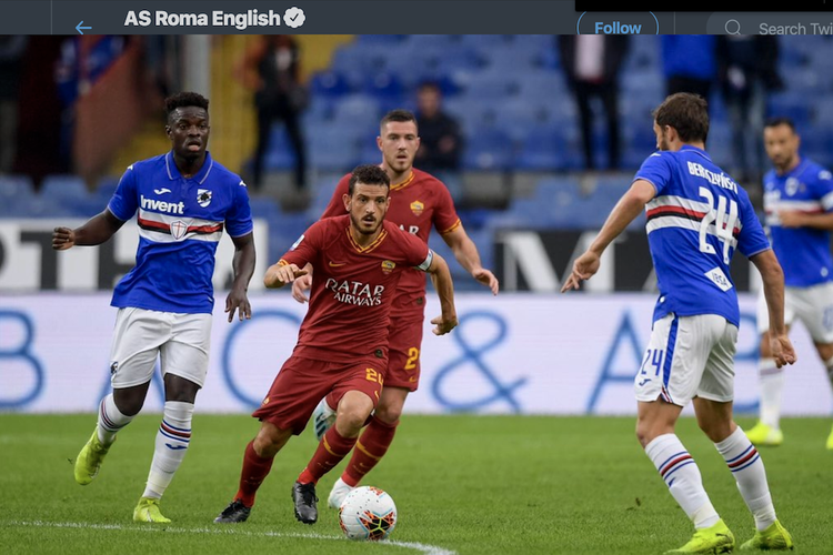 Laga Sampdoria vs AS Roma di Stadion Luigi Ferraris dalam lanjutan Liga Italia, Minggu (20/10/2019), berakhir imbang tanpa gol. 