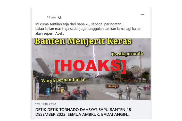 Hoaks, tornado menghantam Cilegon pada 28 Desember 2022