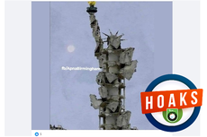 INFOGRAFIK: Hoaks! Seniman Suriah Bikin Patung Liberty dari Reruntuhan Rumahnya