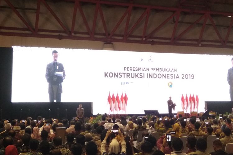 Presiden Jokowi saat memberi kata sambutan di IIW, Jakarta, Rabu (6/11/2019).