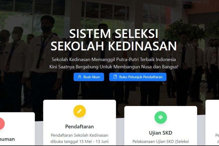 Tangkapan layar laman pendaftaran sekolah kedinasan 2024.