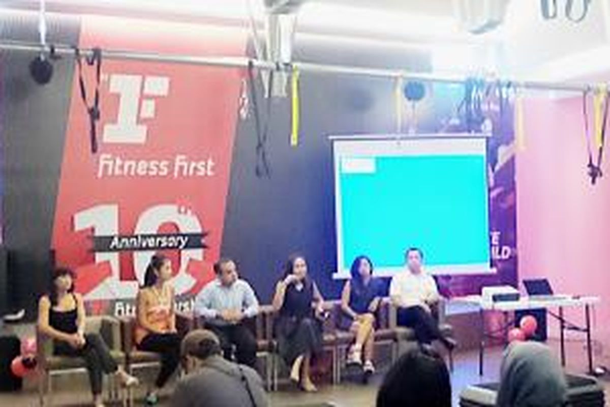 Konferensi pers ulang tahun ke-10 Fitness First di Fitness First Platinum, Lotte Shopping Avenue, Kamis (28/5/2015).