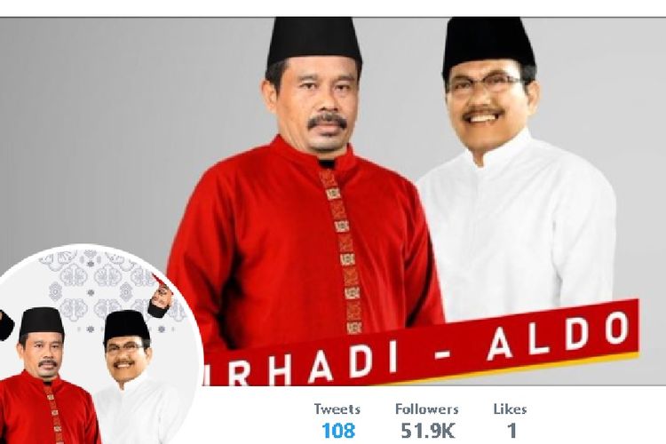 Gambar calon presiden Nurhadi dan pasangan cawapres-nya Aldo di akun Twitter mereka di @nurhadi_aldo yang menjadi viral. 