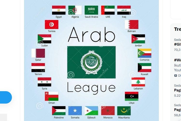 Tangkapan bendera negara anggota Liga Arab.