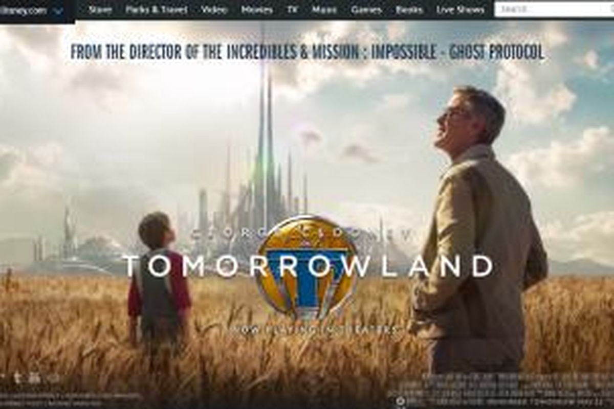 Halaman web film Tomorrowland di situs web Disney.com