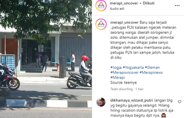 Tangkapan layar unggahan video bernarasi petugas PLN mendapat pengancaman dari seorang warga di Sleman, Daerah Istimewa Yogyakarta (DIY).