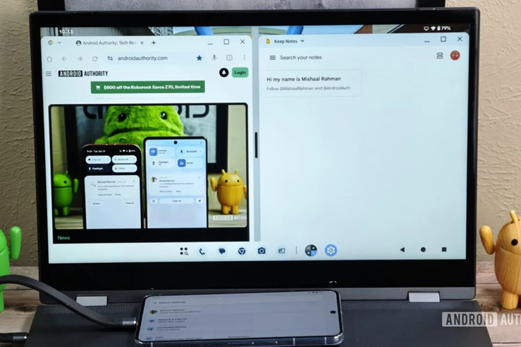 Dalam mode Desktop Mode, pengguna bisa mengakses beberapa aplikasi dalam jendela melayang (floating windows) yang bisa diatur dan dipindah-pindah seperti di PC.