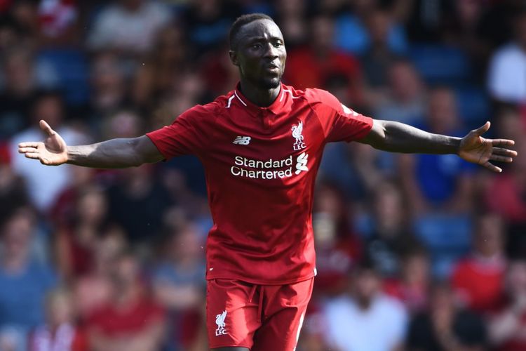 Naby Keita jalani laga pramusim versus Blackburn Rovers bersama Liverpool pada 19 Juli 2018. 