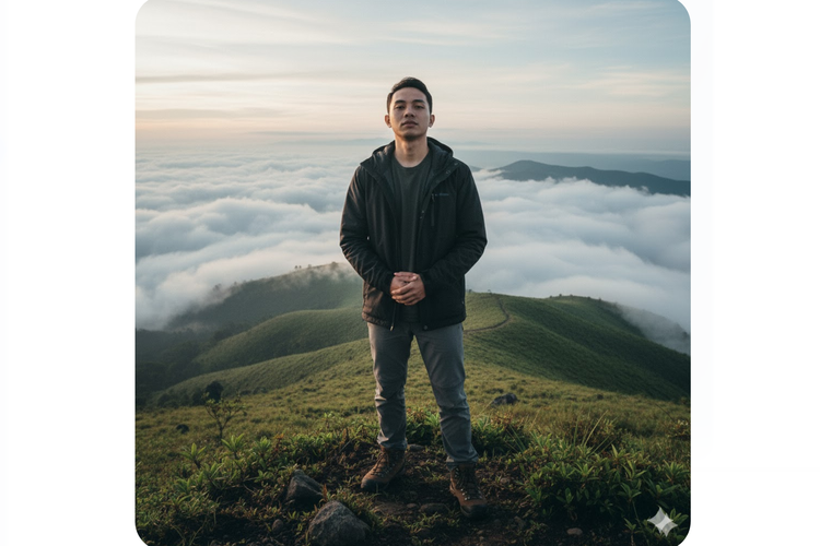 Ilustrasi Gemini AI foto pemandangan.