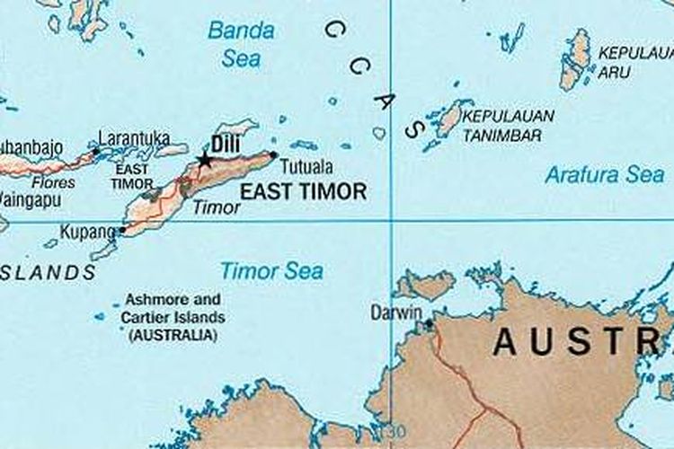 Ilustrasi peta Laut Timor.