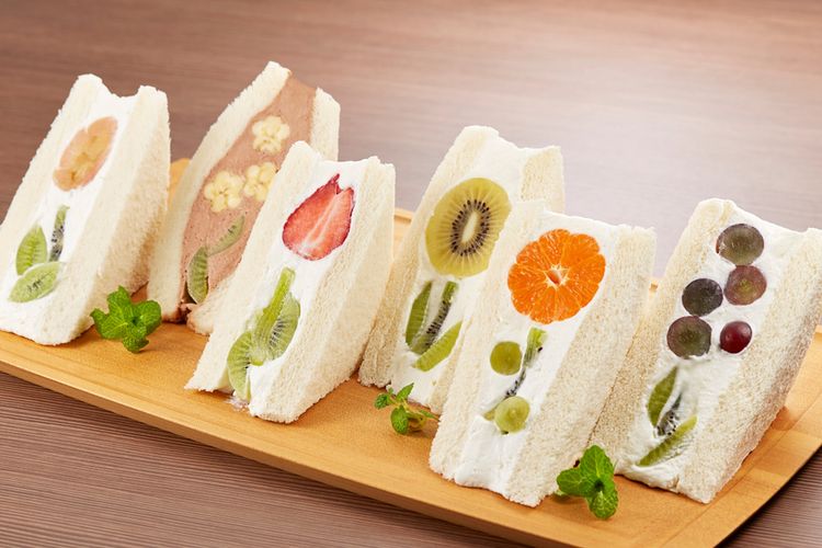 ilustrasi fruit sando atau fruit sandwich. 