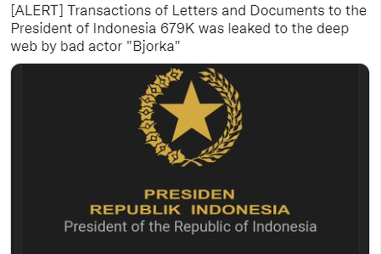Tangkapan layar unggahan dugaan kebocoran dokumen presiden