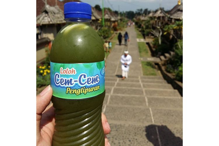 Loloh cemcem, jamu berbahan dasar daun cemcem dengan rasa unik khas Desa Penglipuran, Bali.