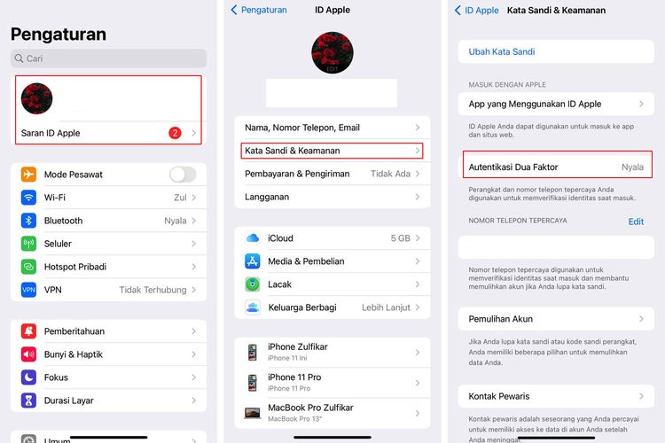 ilustrasi cara mengaktifkan Autentikasi Dua Faktor iPhone