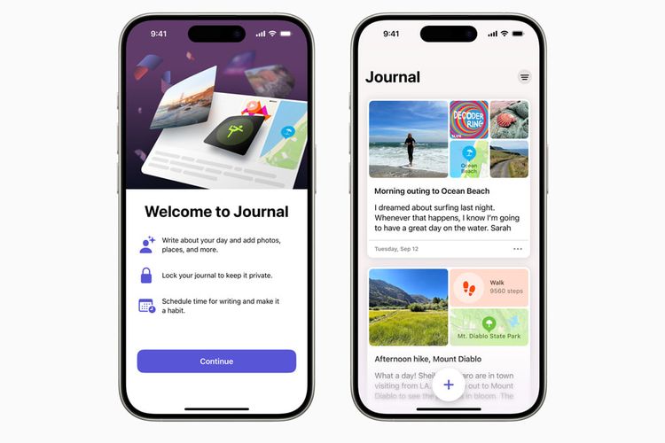 Aplikasi Journal di iOS 17.2