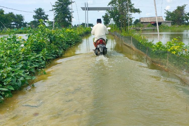 Air Bengawan Njero yang kembali meluap, menyebabkan banjir pada 26 desa di lima kecamatan yang ada di Kabupaten Lamongan, Rabu (19/1/2022).
