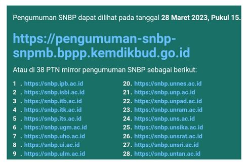 39 Link Pengumuman Hasil SNBP 2023, Cek Pukul 3 Sore