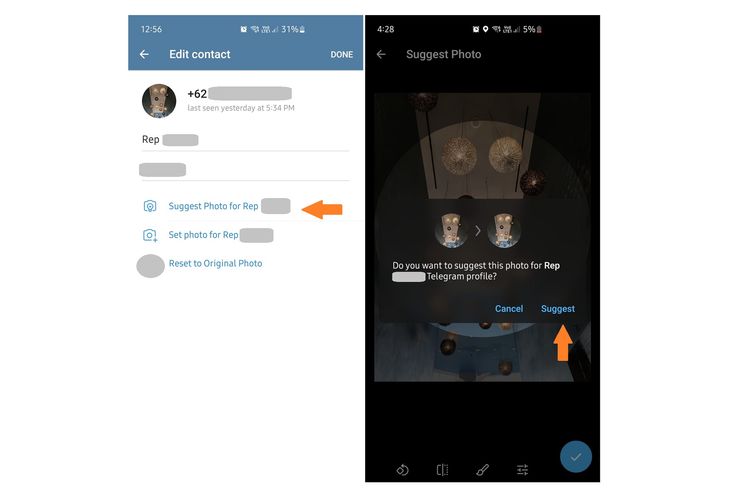 Cara sarankan foto profil Telegram ke kontak lain