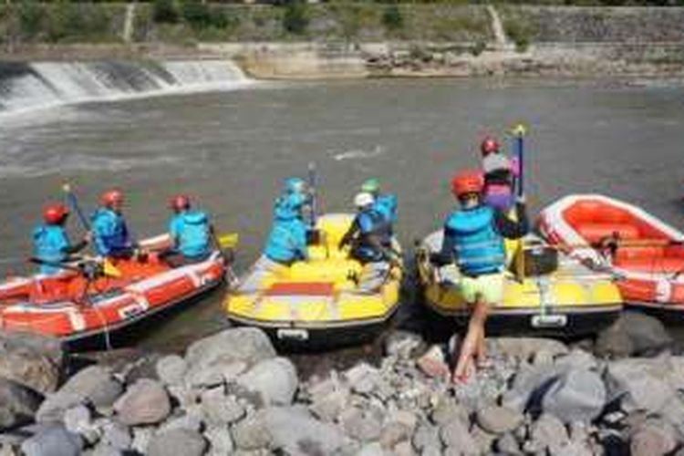 Titik start rafting di Sungai Progo, Yogyakarta.