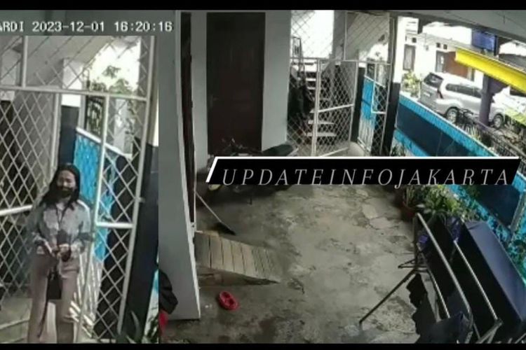 Rekaman CCTV wanita membobol kos-kosan di Gang Gang PLO, Tegal Parang, Mampang Prapatan, Jakarta Selatan.